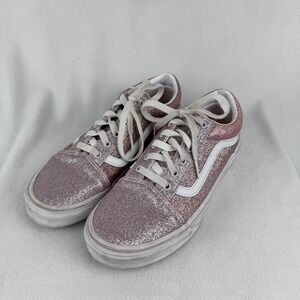 Vans Old Skool Glitter‎ Rose Gold Sneakers Sparkly Shoes Women's Size 6.5